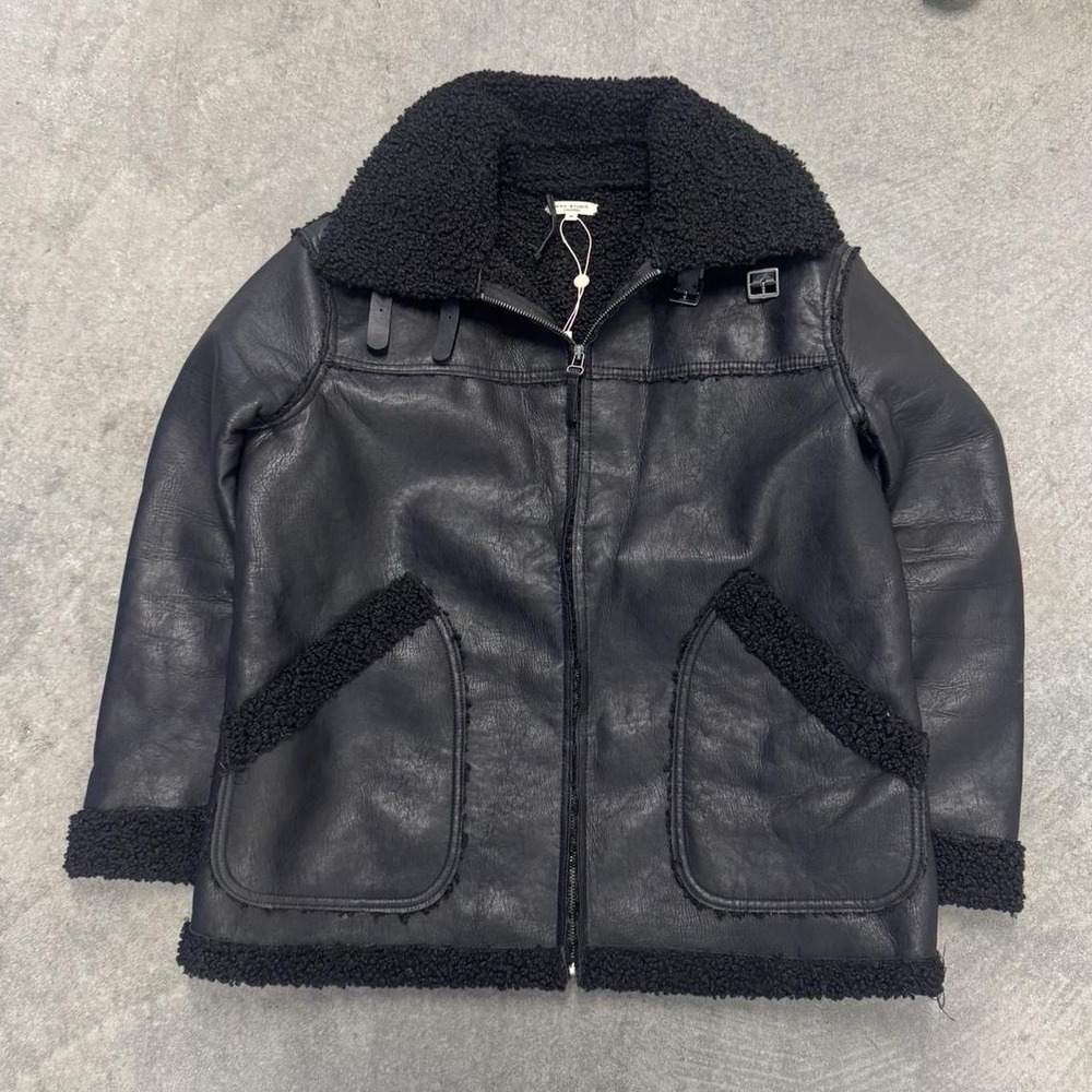 NWT Women's Faux Leather Sherpa Lined Jacket Oversized Whimsygoth Collared XL